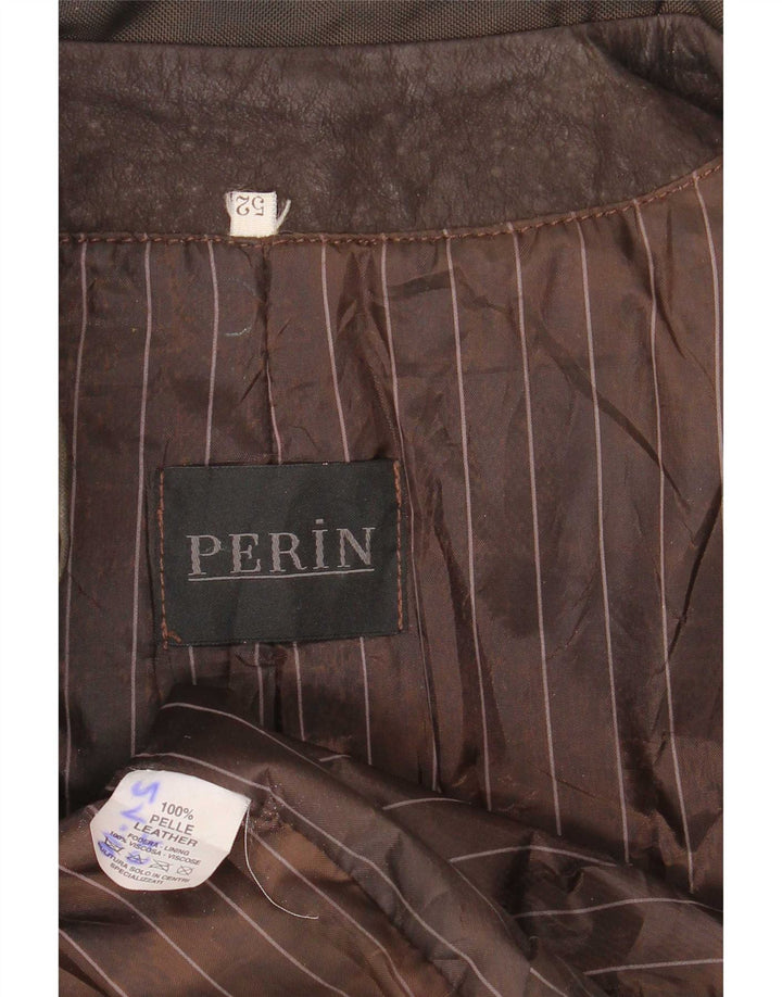 Vintage Herren Lederjacke mit Kapuze IT 52 Large Braun