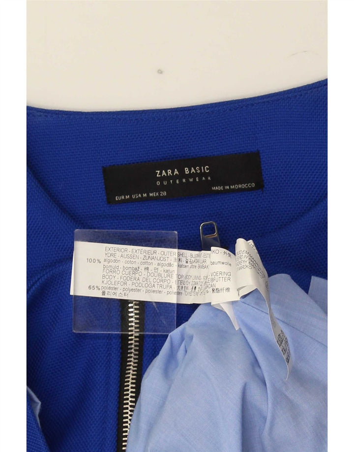 Zara Damen Mantel UK 14 Mittelblaue Baumwolle