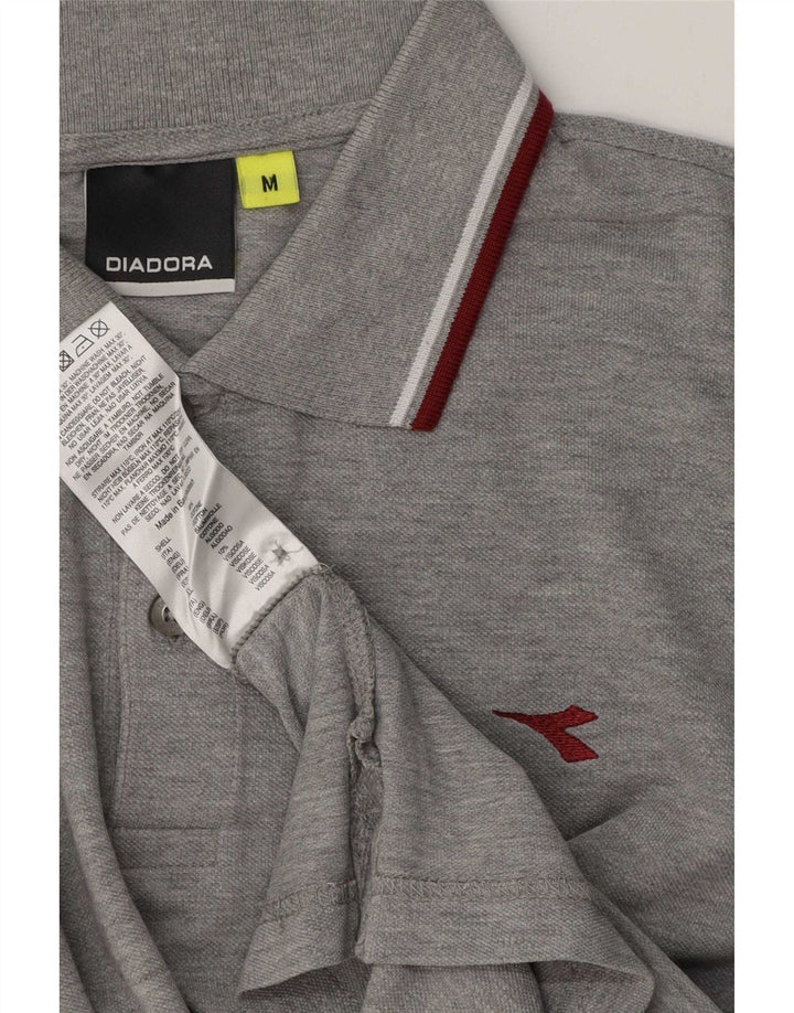 Diadora Herren-Poloshirt mit normaler Passform, mittelgraue Baumwolle