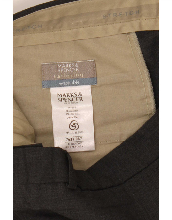 Marks & Spencer Maßgeschneiderte, gerade Anzughose für Herren, W34, L29, Grau, Polyester