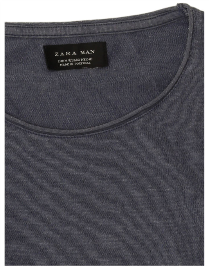 Zara Herren T-Shirt Top Medium Marineblau