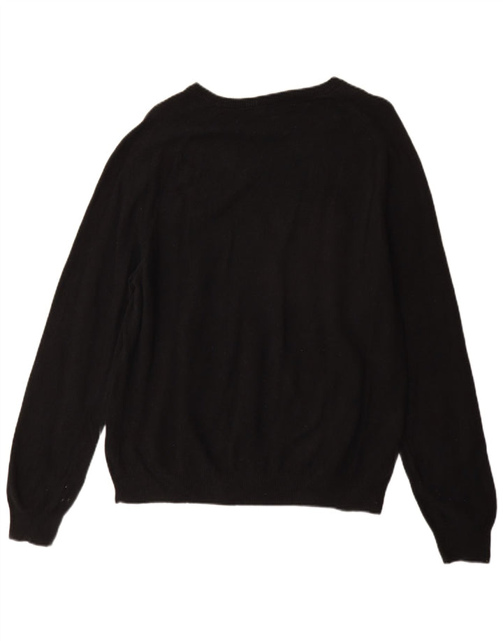 J. Crew Herren-Pullover mit V-Ausschnitt, groß, aus schwarzer Baumwolle