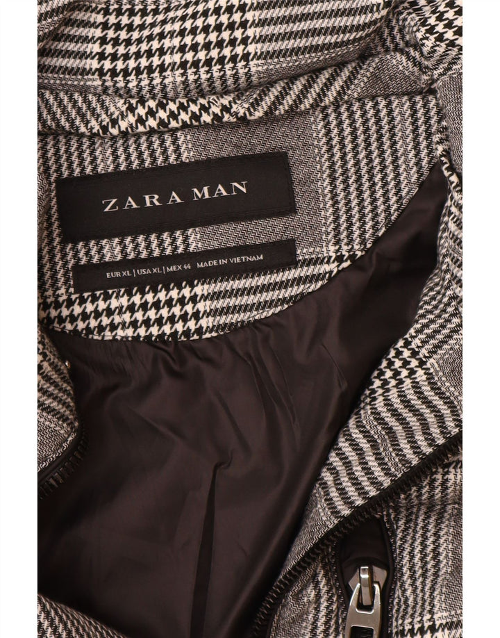 Zara Herren Wattierte Weste UK 42 XL Grau Kariertes Polyester