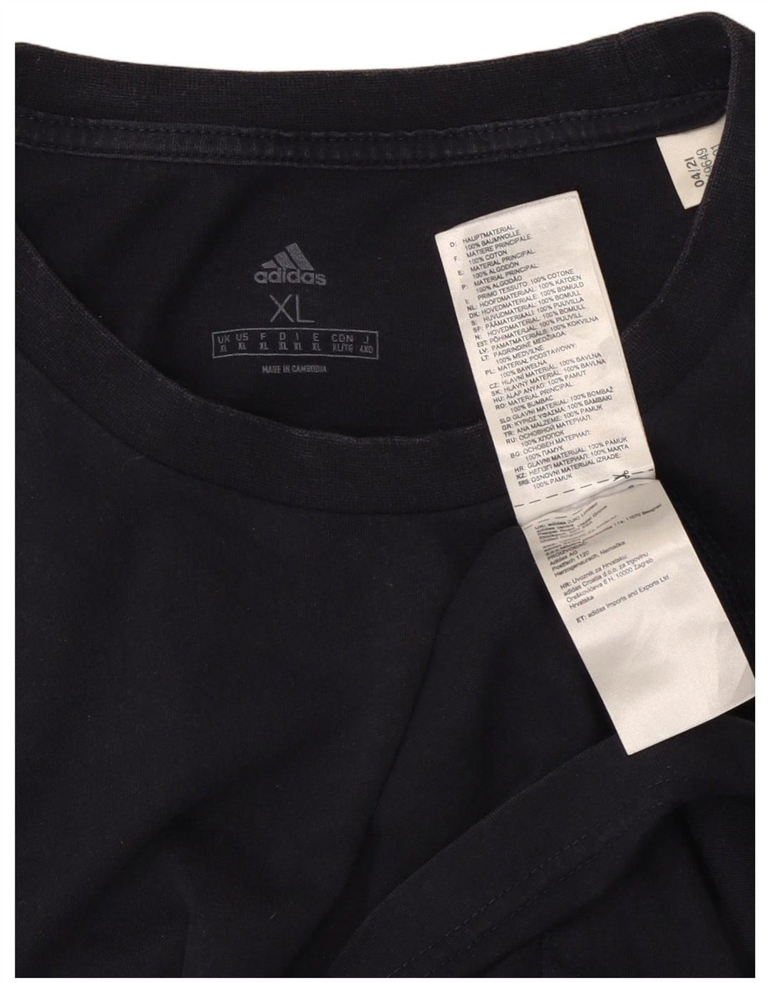 Adidas Herren T-Shirt Top XL Marineblau Baumwolle