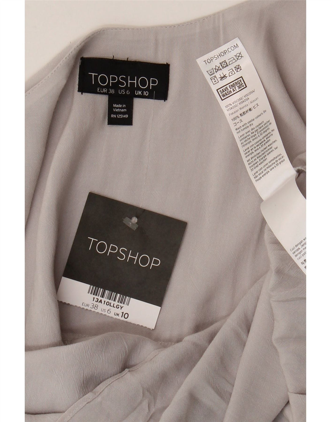 Topshop Damen Cami Top UK 10 Small Graue Viskose