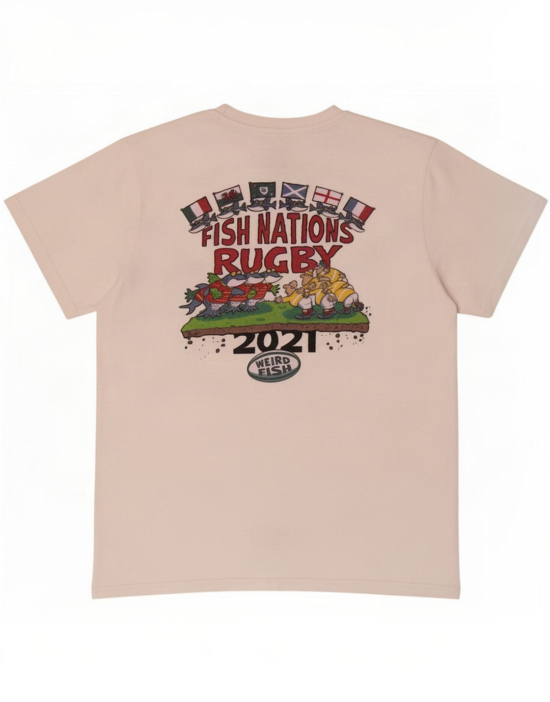 Weird Fish Herren-T-Shirt mit Grafik, mittelweiße Baumwolle