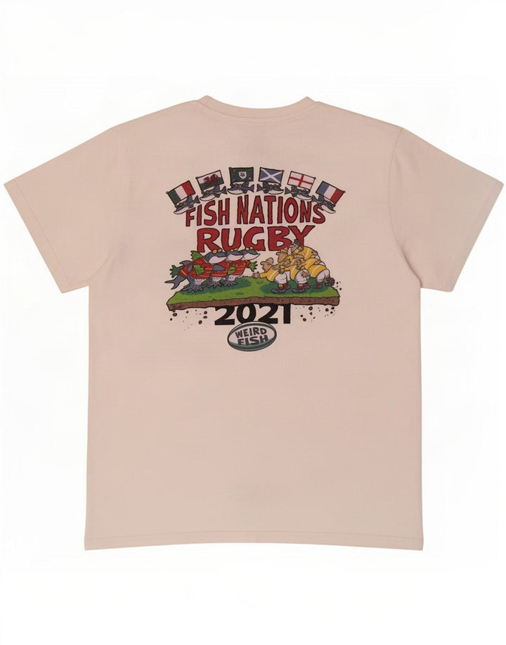 Weird Fish Herren-T-Shirt mit Grafik, mittelweiße Baumwolle