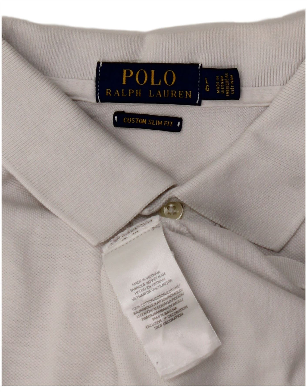 POLO RALPH LAUREN Herren-Poloshirt mit schmaler Passform, groß, aus weißer Baumwolle
