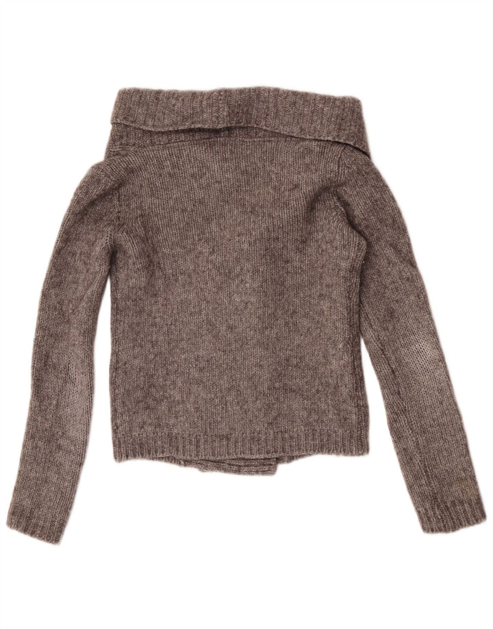 Massimo Dutti Damen Crop Cardigan Pullover UK 12 Mittelgraue Wolle