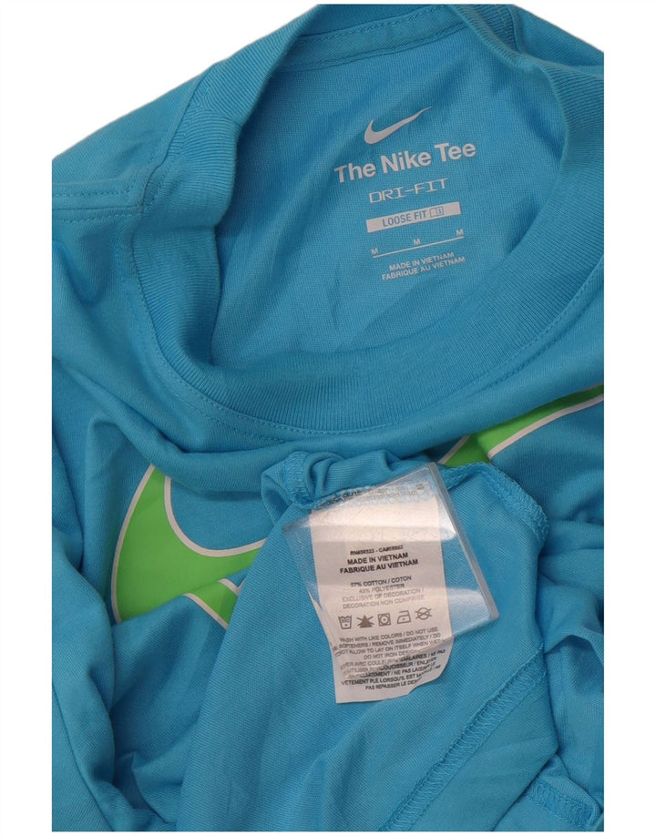 NIKE Womens Loose Fit Graphic T-Shirt Top UK 14 Mittelblaue Baumwolle