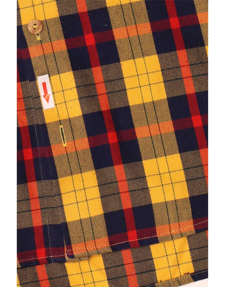 Vintage Herrenhemd Sie 40 Medium Yellow Plaid Polyester
