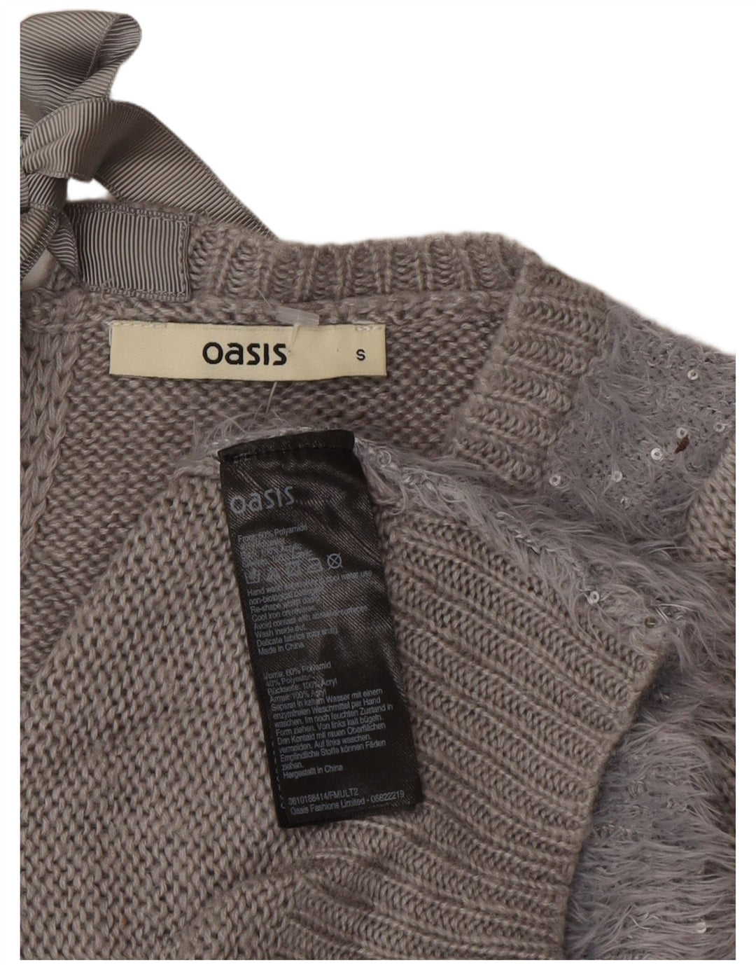 Oasis Damen-Pullover mit U-Boot-Ausschnitt, Gr. 10, Größe S, Grau, Polyamid