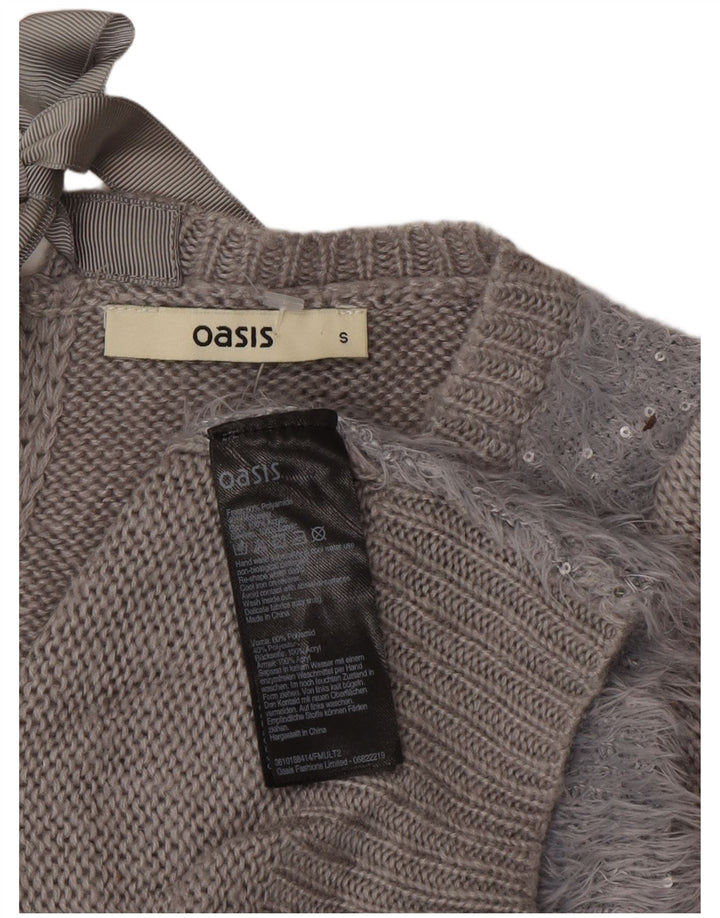 Oasis Damen-Pullover mit U-Boot-Ausschnitt, Gr. 10, Größe S, Grau, Polyamid