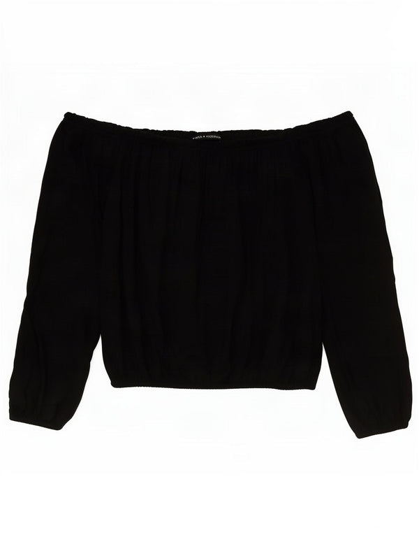 Brandy Melville Damen Crop Off Shoulder Top UK 14 Mittelschwarze Baumwolle