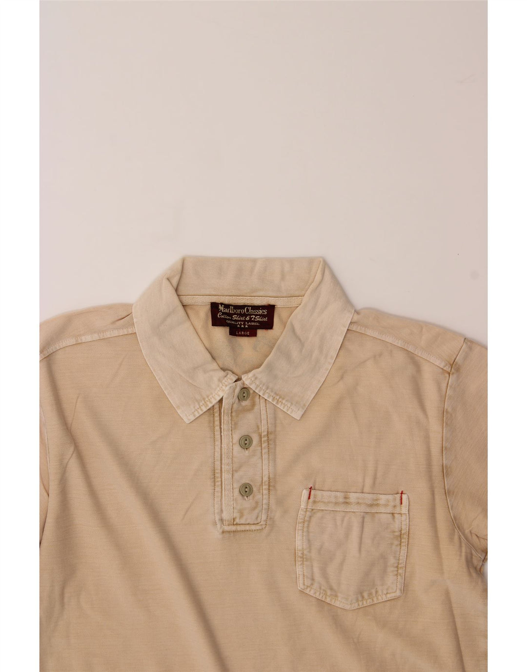 MARLBORO CLASSICS Mens Polo Shirt Large Beige Cotton Vintage Marlboro Classics and Second-Hand Marlboro Classics from Messina Hembry 