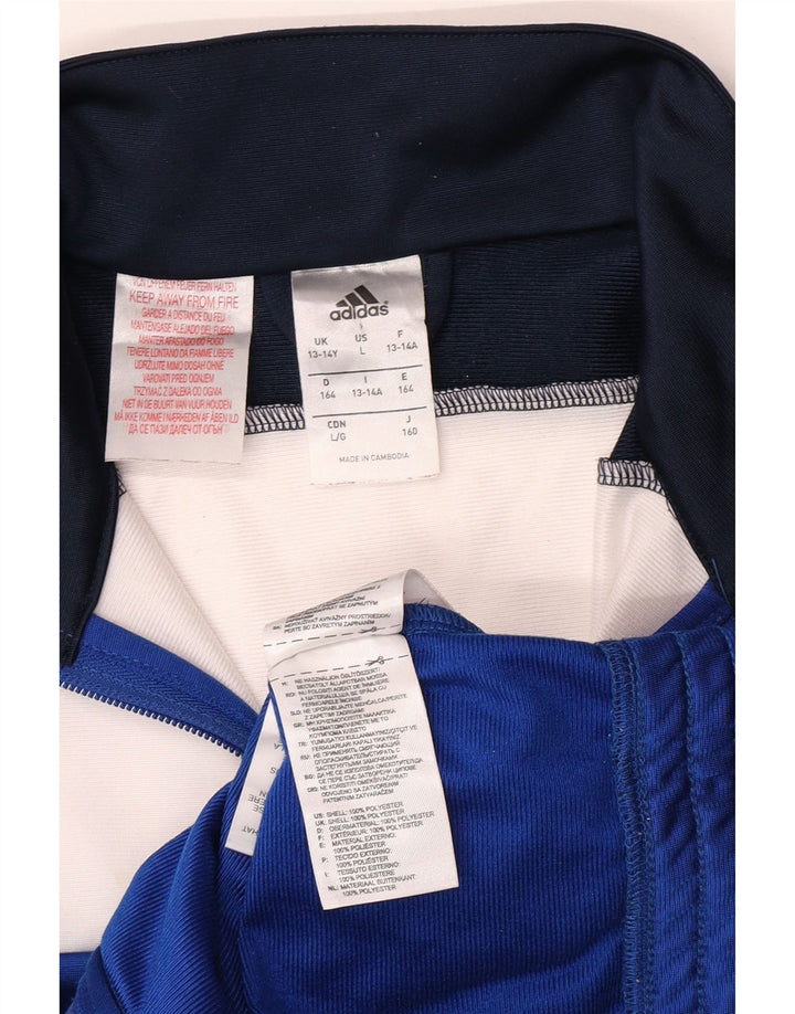 Adidas Jungen-Trainingsanzug-Top-Jacke, 13–14 Jahre, blaues Colourblock-Polyester
