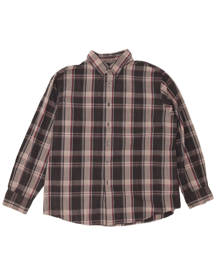 DOCKERS Herrenhemd Größe 17 1/2 XL Schwarz karierte Baumwolle
