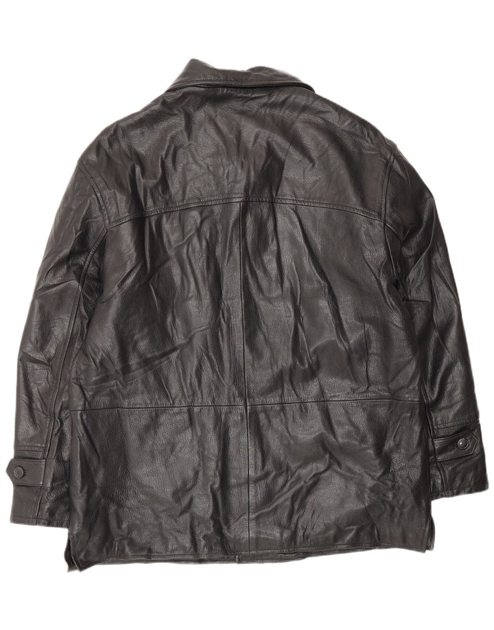 VINTAGE Herren Lederjacke IT 52 XL Schwarzes Leder
