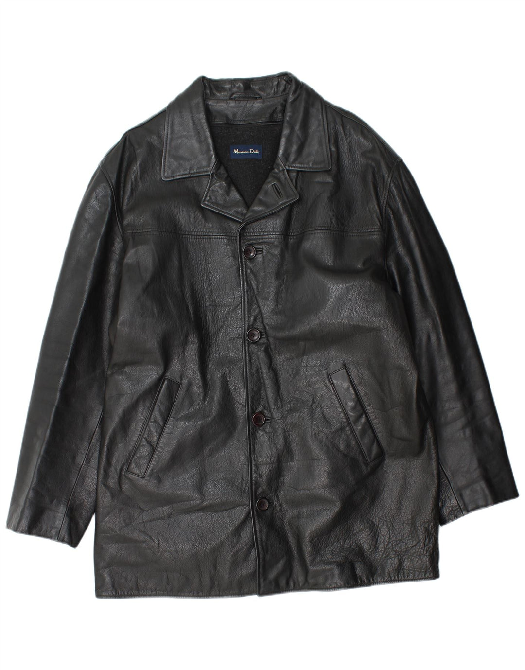 Massimo Dutti Herren Ledermantel UK 40 Large Schwarz