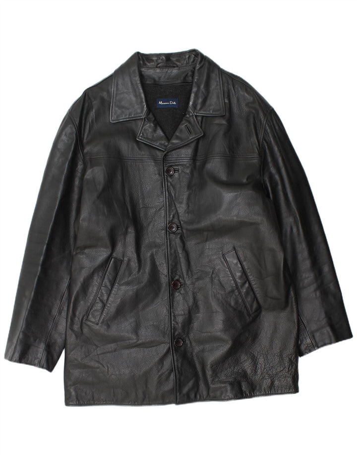 Massimo Dutti Herren Ledermantel UK 40 Large Schwarz