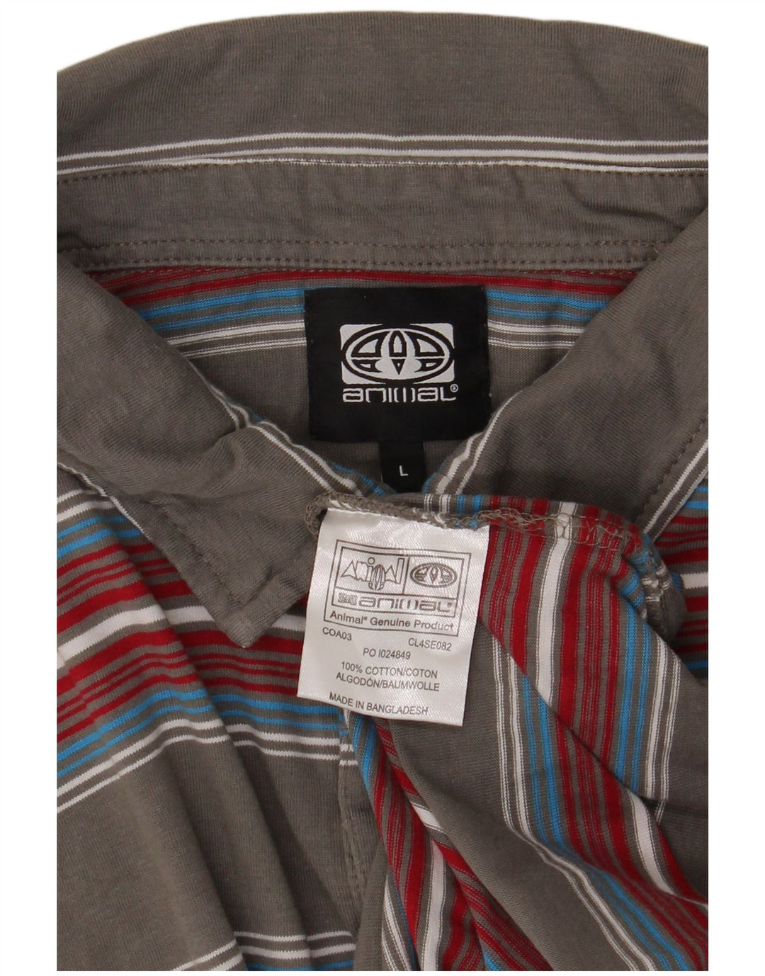 Animal Herren-Poloshirt, groß, grau gestreift, Baumwolle