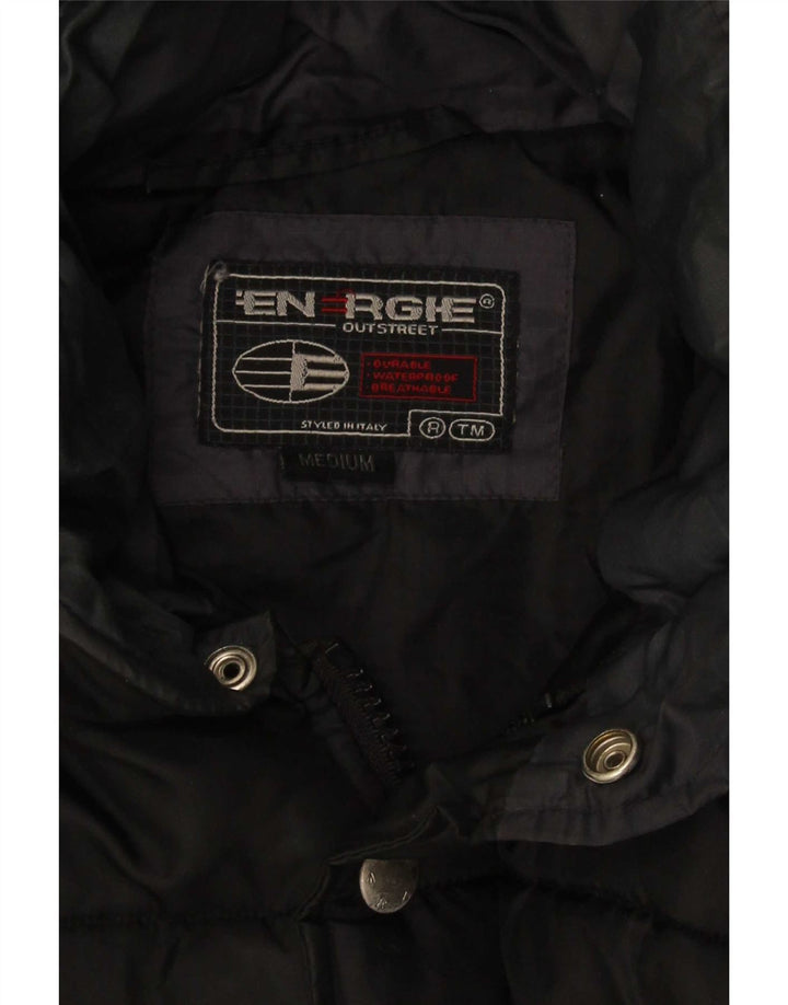 Energie Herren Graphic Hooded Wattierte Jacke UK 38 Mittelschwarzes Nylon
