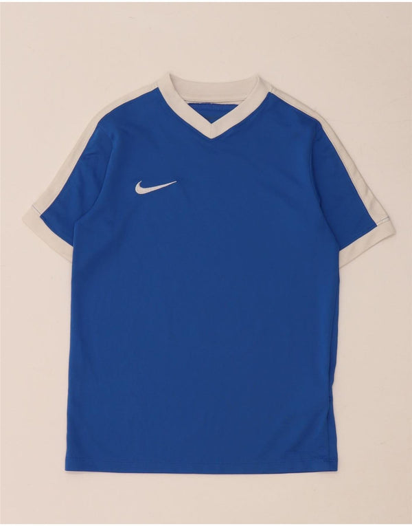NIKE Dri Fit T-Shirt-Oberteil für Jungen, 10–11 Jahre, Mittelblau, Farbblock