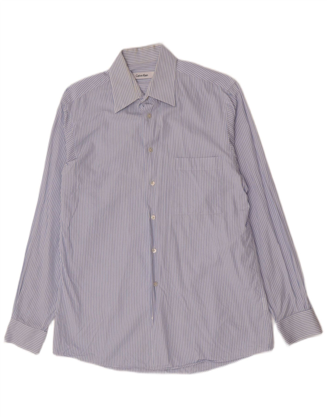 Calvin Klein Herrenhemd Größe 15 1/2 mittelblau gestreifte Baumwolle