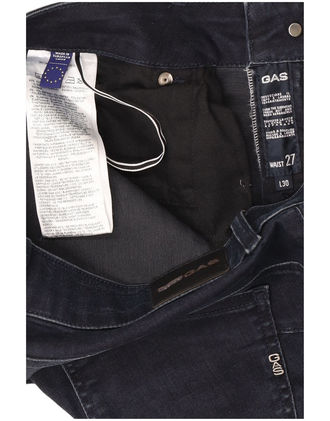 Gas Damen Britty Slim Jeans W27 L30 Marineblau Baumwolle