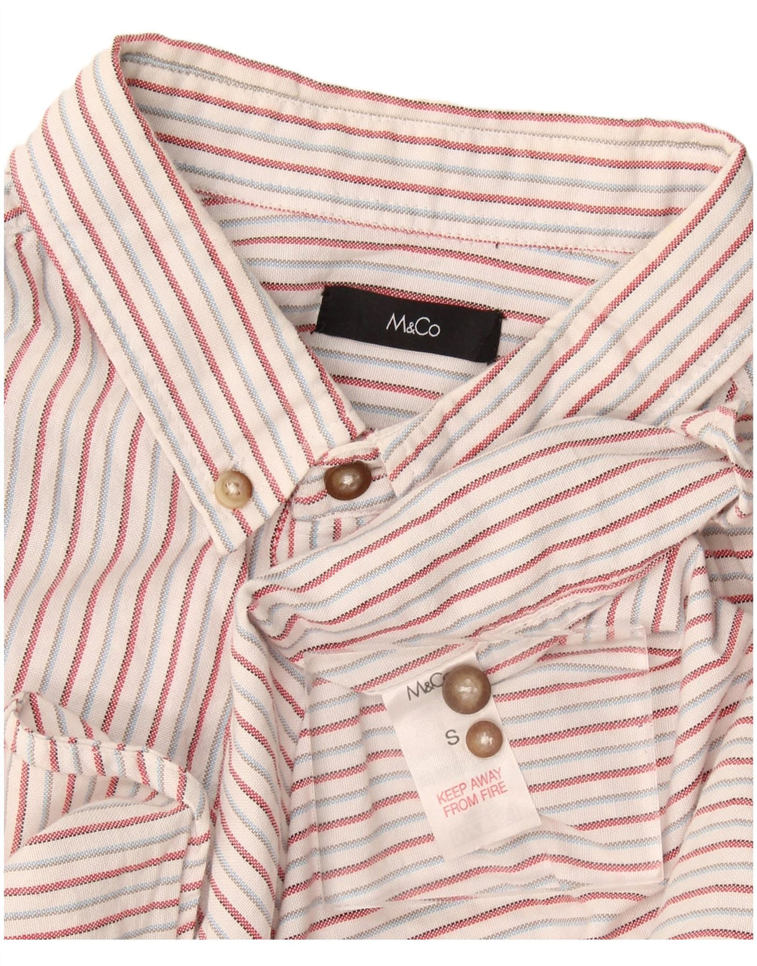 M&Co Herrenhemd aus Baumwolle, klein, weiß gestreift