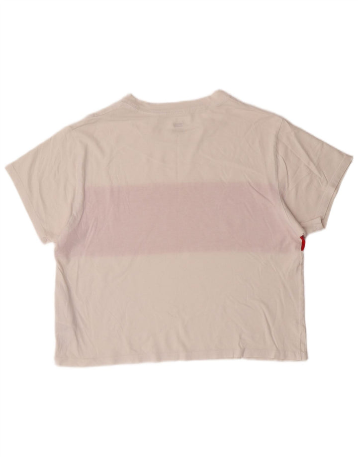 Levi's Damen Crop Graphic T-Shirt Top UK 14 Mittelweiß Farbblock