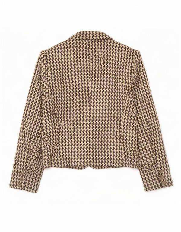 Poi By Krizia Damen Crop Blazer Jacke IT 40 Small Beige Houndstooth