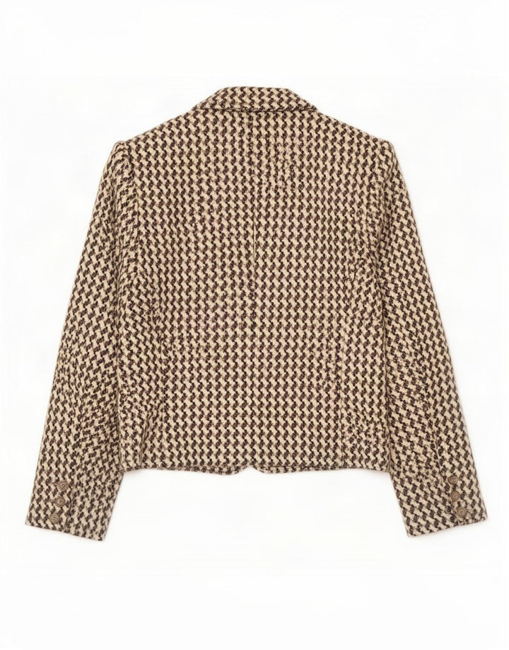 Poi By Krizia Damen Crop Blazer Jacke IT 40 Small Beige Houndstooth