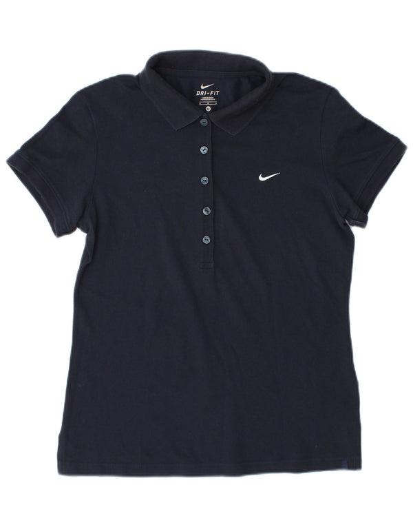 Nike Damen Dri Fit Poloshirt UK 14 Medium Marineblau Baumwolle