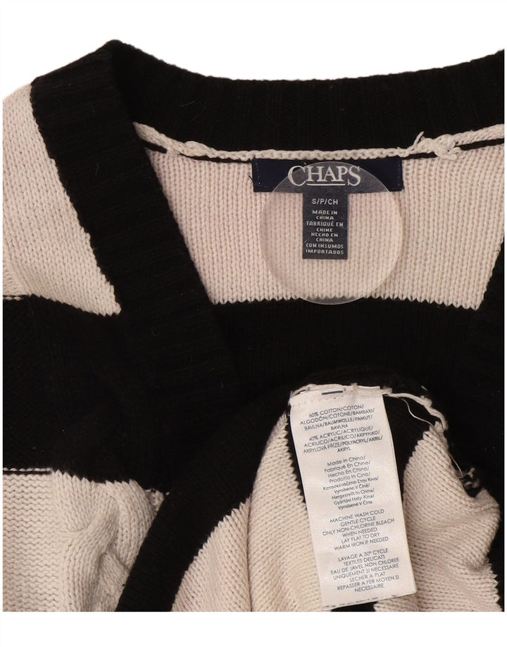 CHAPS Damen-Pullover, übergroß, V-Ausschnitt, Gr. 10, Größe S, Schwarz, gestreift