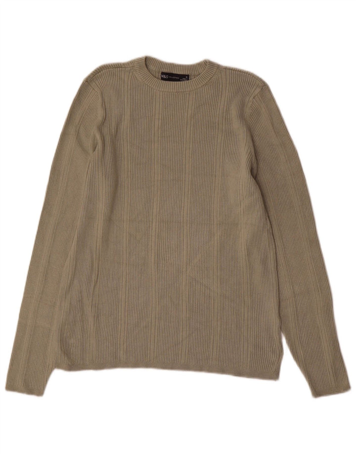 Marks & Spencer Damen Top Langarm UK 16 Large Khaki Viskose