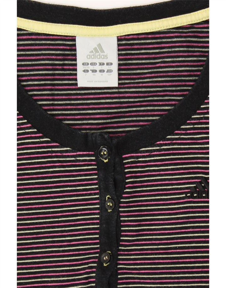 ADIDAS Damen T-Shirt Top UK 8/10 Small Mehrfarbig gestreift Baumwolle