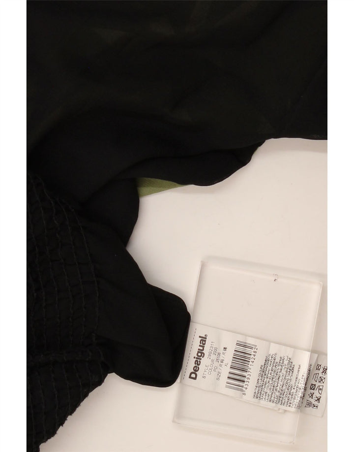 DESIGUAL Damen Langarm-Blusenoberteil UK 18 XL Schwarzes geometrisches Polyester