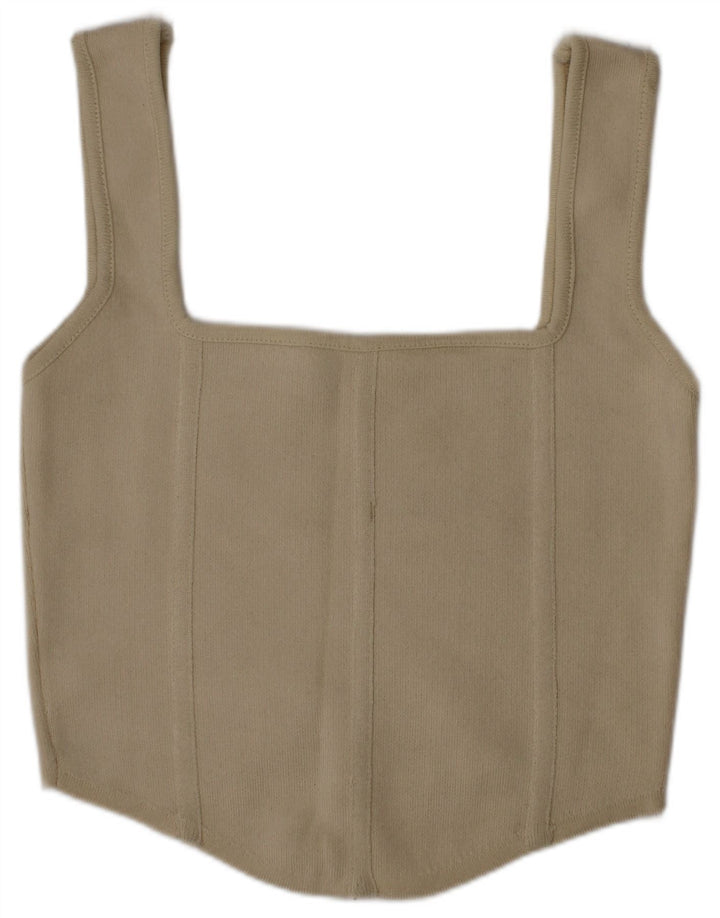 Zara Damen Crop Top Medium Beige Polyamid