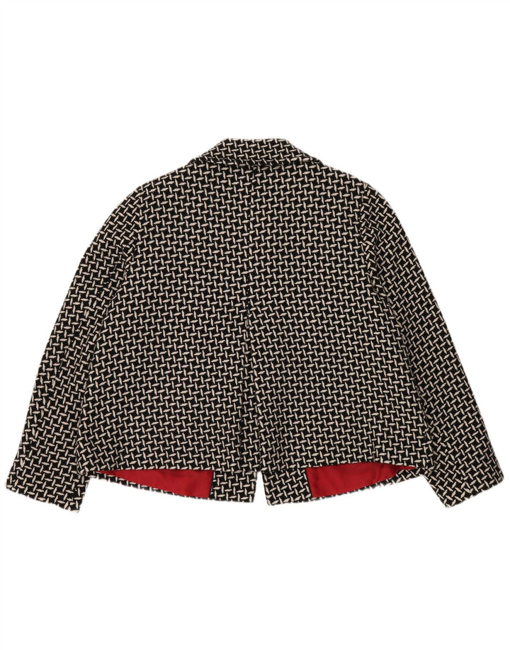 Marks & Spencer Damen-Blazerjacke mit 3 Knöpfen, Gr. 16, groß, schwarz, geometrisch