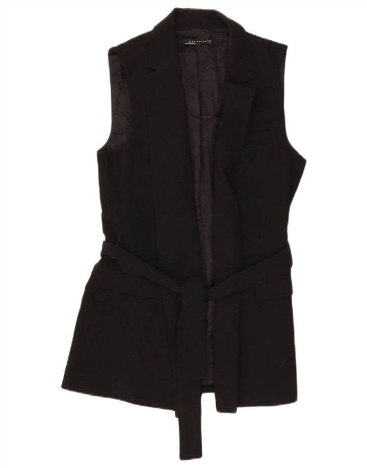 Zara Damen Longline Weste UK 8 Small Schwarz Polyester