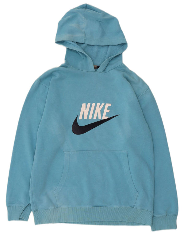 Nike Jungen-Pullover mit grafischem Kapuzenpullover, 12–13 Jahre, groß, blaue Baumwolle