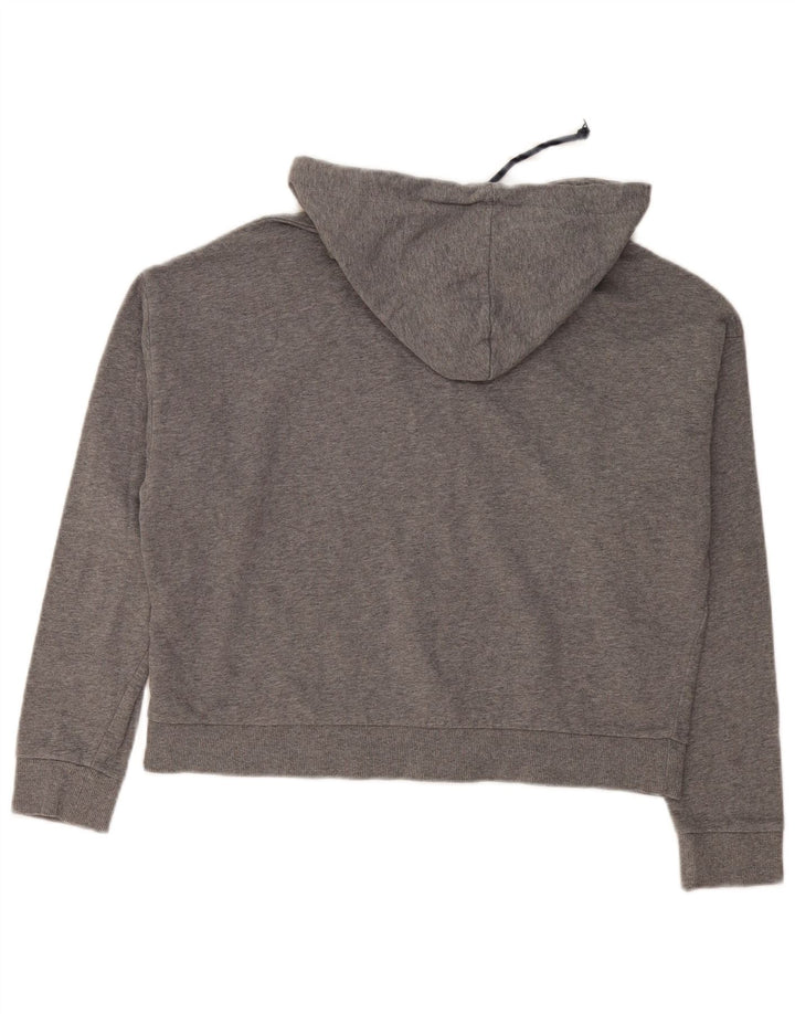 Tommy Hilfiger Damen-Pullover mit Kapuze, übergroß, mit Reißverschluss, UK 14, mittelgraue Baumwolle