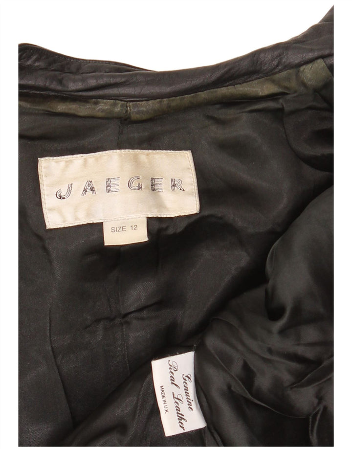 JAEGER Damen Lederjacke UK 12 Mittelschwarzes Leder
