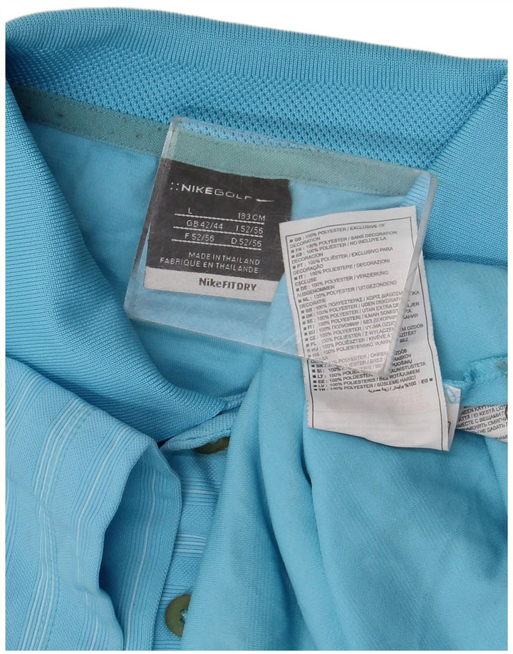 Nike Herren-Poloshirt UK 42/44, groß, blau gestreift, Polyester