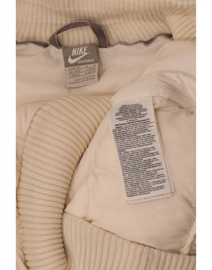 Nike Damen-Jacke mit Kapuze, gepolstert, UK 16/18, Größe L, gebrochenes weißes Nylon