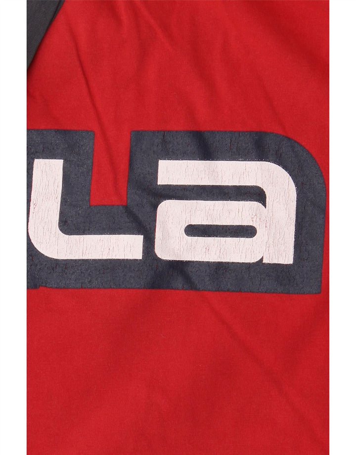 Fila Herren Grafik T-Shirt Top XL Rot Farbblock