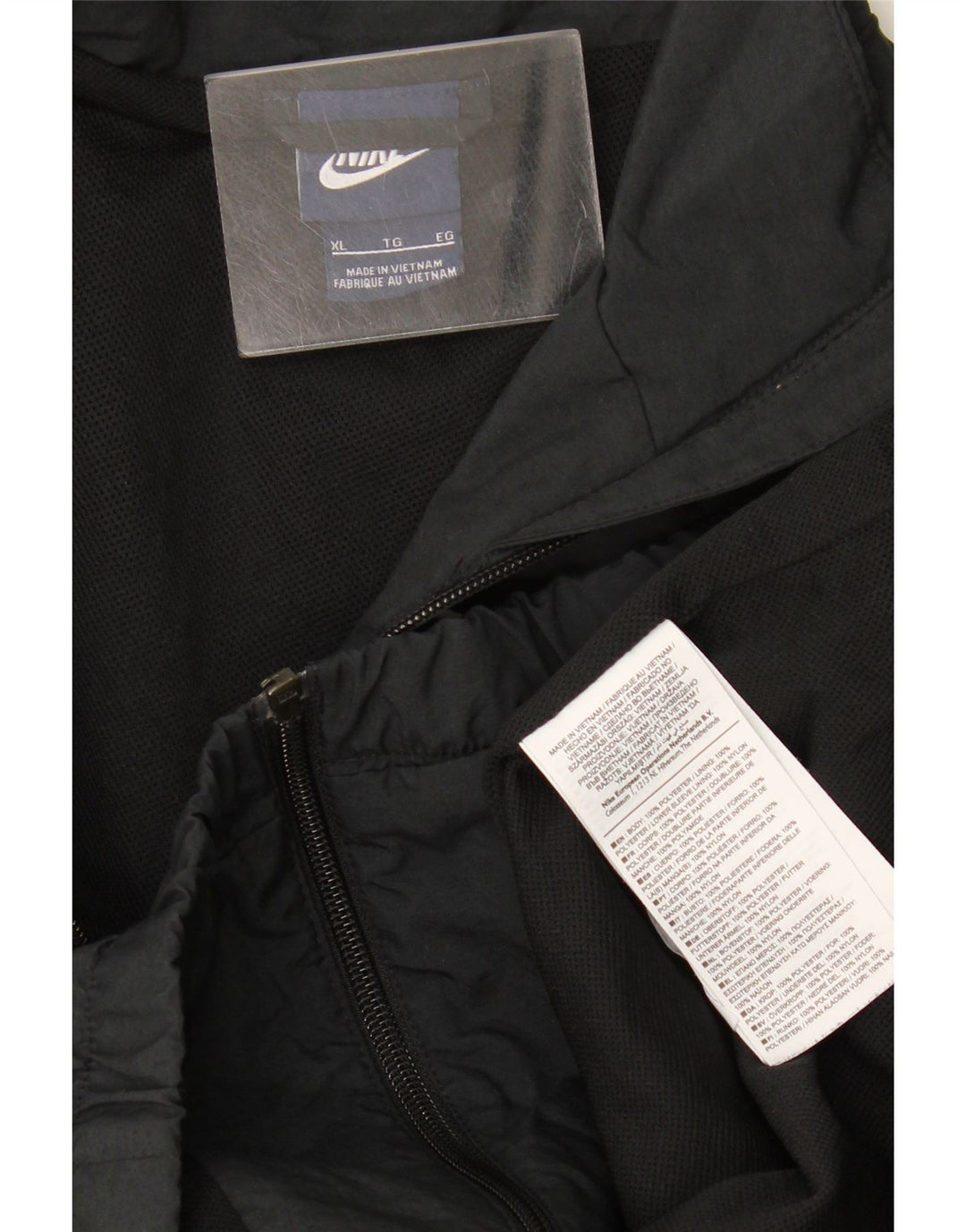 Nike Herren-Trainingsanzugoberteil, XL, schwarzes Farbblock-Polyester