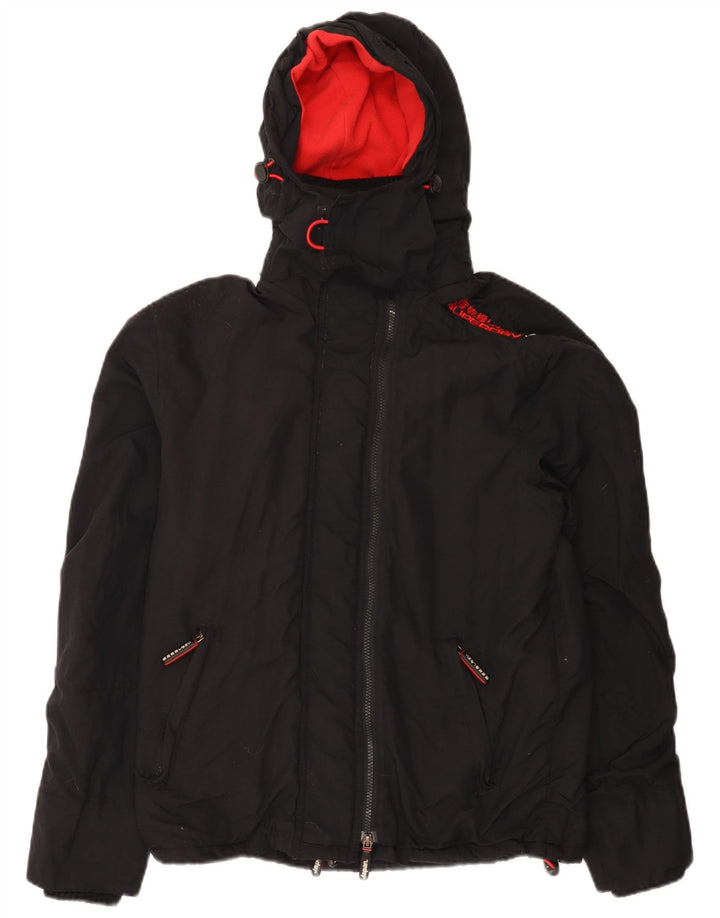 Superdry Womens Graphic Hooded Windjacke UK 14 Mittelschwarzes Nylon