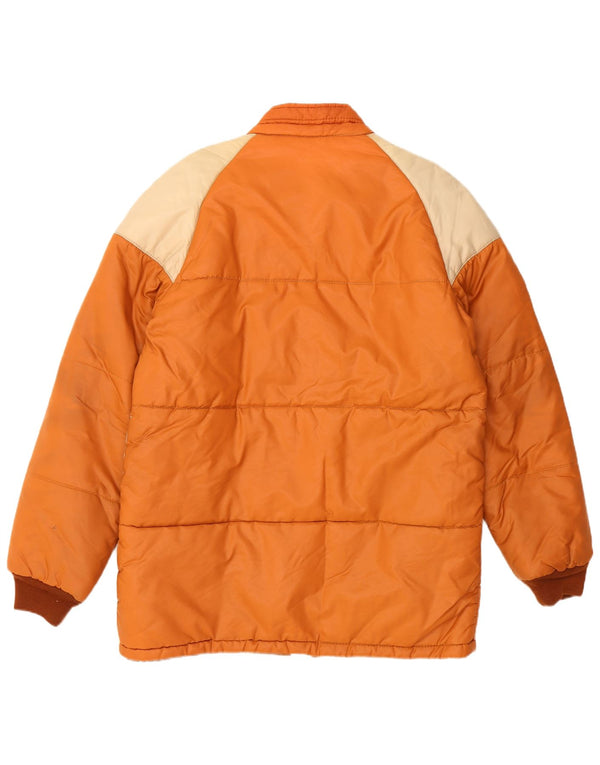VINTAGE Mens Padded Jacket IT 52 XL Orange Colourblock Polyester